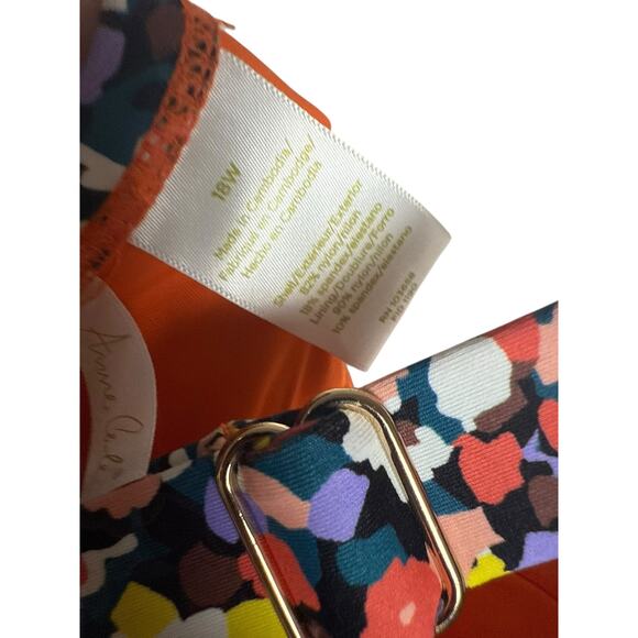 Anne Cole Twist Front Shirred Confetti Multicolor One Piece Swimsuit Plus 18W - Picture 12 of 12